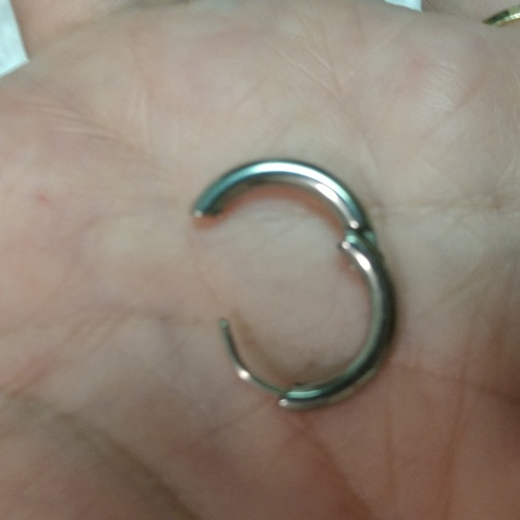 2pc Stainless Anchor Cross Earring Single Ear Silver-tone Hinged Hoop - Picture 13 of 14